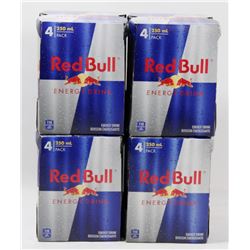 LOT OF 4 PACK OF 4 CANS OF RED BULL