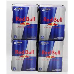 LOT OF 4 PACK OF 4 CANS OF RED BULL