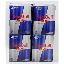 LOT OF 4 PACK OF 4 CANS OF RED BULL