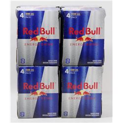 LOT OF 4 PACK OF 4 CANS OF RED BULL