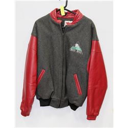 NEW SZ 46 BOMBER JACKET W/ LEATHER SLEEVES