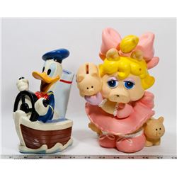 VINTAGE SET OF 2 VINYL COIN BANKS