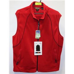 NEW MENS SIZE LARGE FULL ZIP FLEECE VEST, MOLTEN