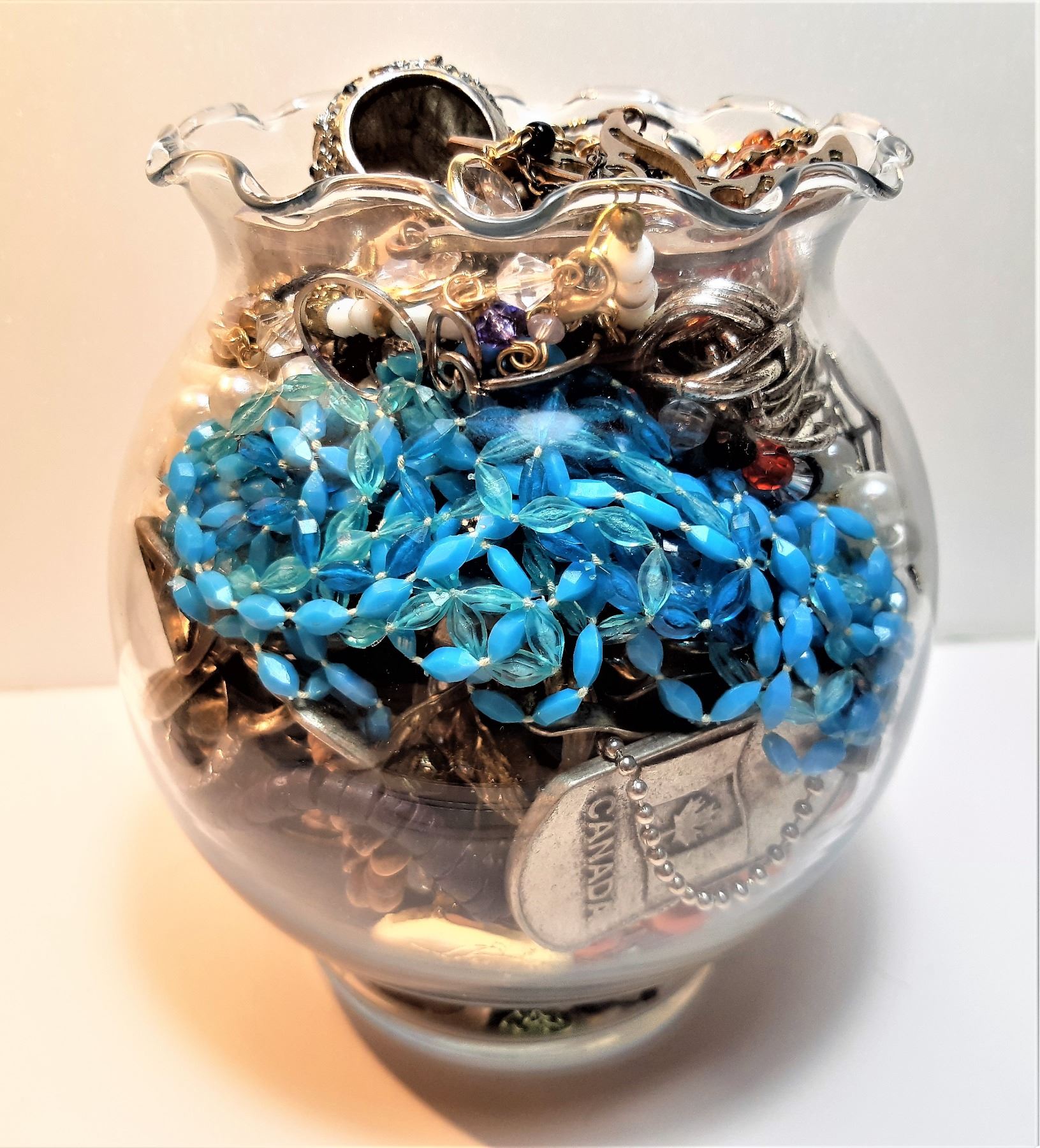 13) JAR FULL OF JEWELRY
