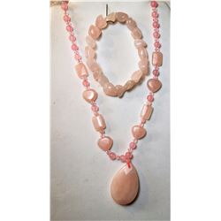 18)  ROSE QUARTZ NECKLACE & BRACELET