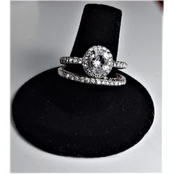 7)  GOLD & SILVER TONE 2 PCE WHITE TOPAZ