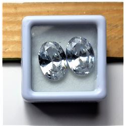 3)  LOT OF 2 OVAL MATCHED WHITE ZIRCON