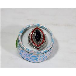 VINTAGE STYLE SILVER TONE BLUE CRYSTAL