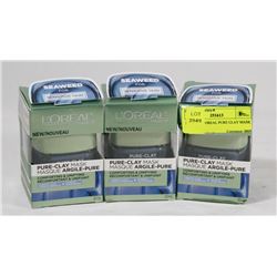 LOT OF 3 L'OREAL PURE CLAY MASK