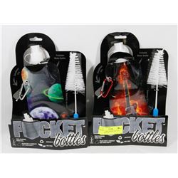 LOT OF 2 NEW POCKET BOTTLES, REUSABLE 1/2L