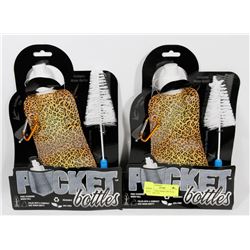LOT OF 2 NEW POCKET BOTTLES, REUSABLE 1/2L