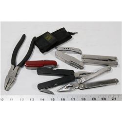 FLAT OF MULTI TOOLS  ,POCKET KNIVES AND STANLEY
