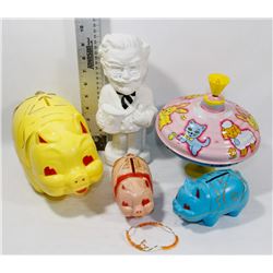 FLAT OF VINTAGE COLLECTIBLES INCLUDING METAL TOP,