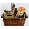 Image 1 : WICKER BASKET WITH CERAMIC ITEMS INCL
