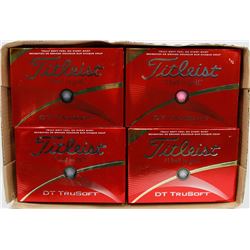 FLAT OF TITLEIST DT TRUSOFT RECLAIMED GOLF BALLS.