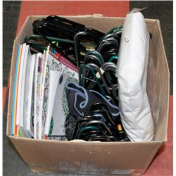 BOX OF MISC INCL NEW ADULT COLOURING BOOKS, KARIN