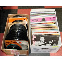 2 BOXES OF ASSORTED RECORDS INCL LOTS OF ELVIS.