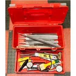 PLANO TOOL BOX W/ASSORTED FILES AND MISC.TOOLS.