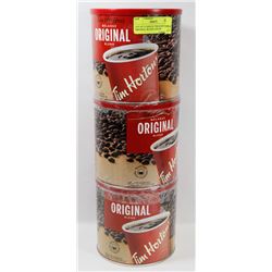 LOT OF 3 CANS OF TIM HORTONS ORIGINAL BLEND COFFEE