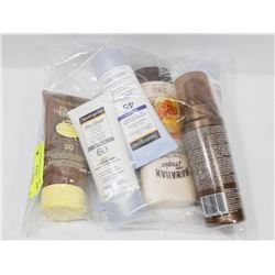 BAG OF ASSORTED SUNSCREEN AND BRONZER