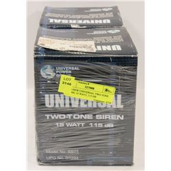 TWO NEW UNIVERSAL TWO-TONE SIRENS. 15 WATT, 115 DB