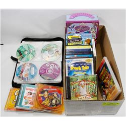 BOX W/KIDS MUSIC CD'S, DVD MOVIES, DISNEY