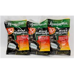 LOT OF 3 PKGS OF 10 REMINGTON HAND WARMERS