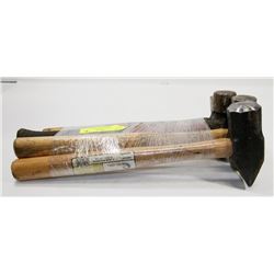 SET OF 4 HAMMERS: 3 LB BLACKSMITH HAMMER ETC.