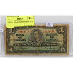 1937 CANADIAN KING GEORGE VI $1 BILL