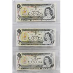 LOT OF 3 CANADIAN $1 BILLS FROM 1973