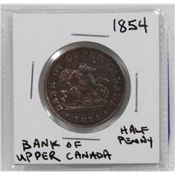BANK OF UPPER CANADA 1854 HALF PENNY TOKEN.