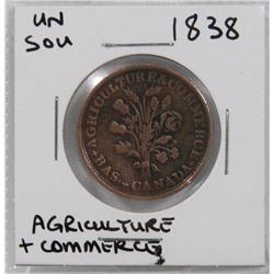LOWER CANADA 1838 UN SOU TOKEN MONTREAL.