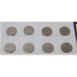 LOT OF 8 CANADA DOLLAR COINS.