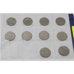 LOT OF 10 CANADA DOLLAR COINS.