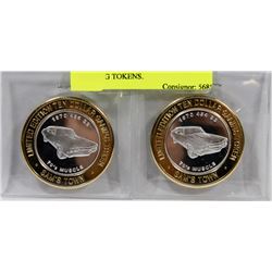 SET OF 2 - $10 VEGAS SILVER STRIKE GAMING TOKENS.