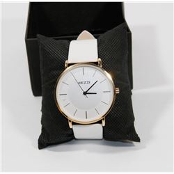 NEW KEZZIE LADIES WATCH WHITE GENUINE LEATHER