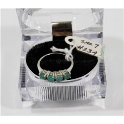 NEW STERLING SILVER RING GREEN STONE SIZE 7