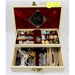 ESTATE JEWELRY BOX FULL OF ASSORTED JEWELRY