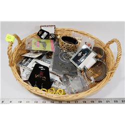 BASKET FULL OF ASSORTED COSTUME JEWELRY