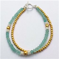 11) STERLING SILVER AQUA CHALCEDONY BRACELET