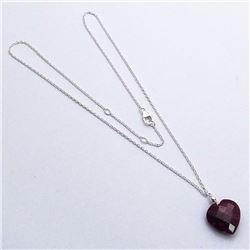 22) STERLING SILVER DYED RUBY NECKLACE