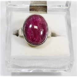 28) STERLING SILVER DYED RUBY RING