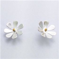 47) STERLING SILVER 2 TONE STUD EARRINGS