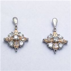 49) STERLING SILVER CUBIC ZIRCONIA STUD EARRINGS