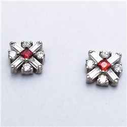 50) STERLING SILVER MULTI STONE STUD EARRINGS