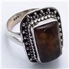 Image 1 : 54) STERLING SILVER AGATE RING SIZE 6.75