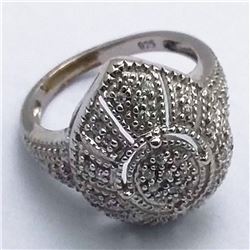 61) STERLING SILVER CUBIC ZIRCONIA RING SIZE 6.75