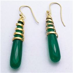 63) STERLING SILVER DYED EMERALD EARRINGS