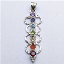 72) STERLING SILVER MULTI STONE PENDANT