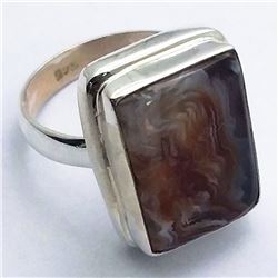 75) STERLING SILVER AGATE RING SIZE 8.5